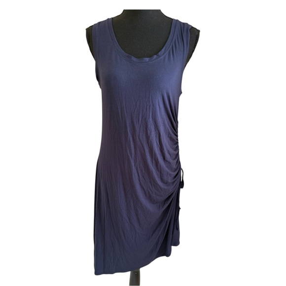 Athleta Blue Side gather T shirt‎ Dress sz Medium - Picture 2 of 9